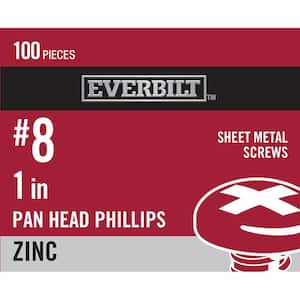 #8 x 1 in. Zinc Plated Phillips Pan Head Sheet Metal Screw (100-Pack)