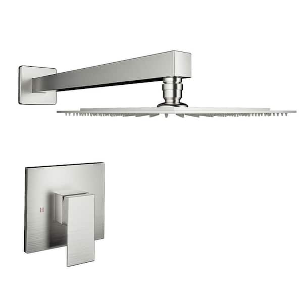 Single-Handle 1-Spray Wall Mount Shower Faucet 1.5 GPM with Pressure Balance in Brushed Nickel (Valve Included)