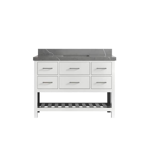 Willow Collections Parker 48 in. W x 22 in. D x 36 in. H Bath Vanity in White with 2 in. Piatra Quartz Top