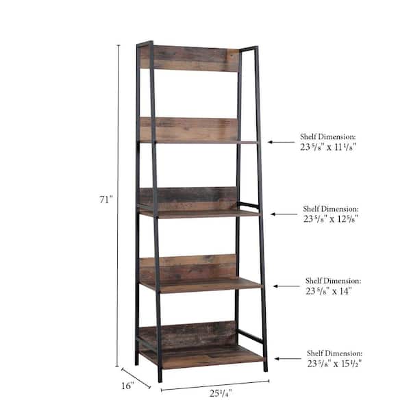 4 Shelf Ladder Bookcase, 95 Inch Bookcase Dimensions