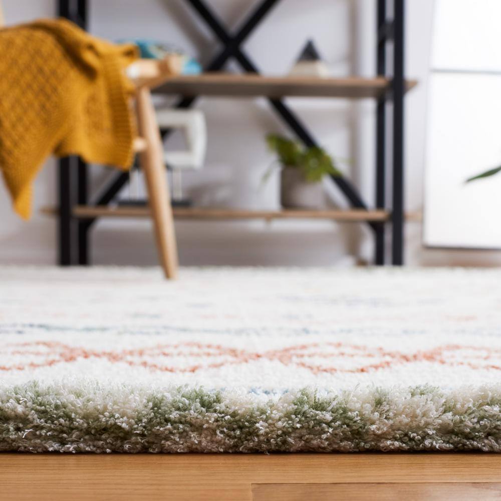 Ivory and Multicolor Flat Woven Wool Area Rug, 8' x 10'