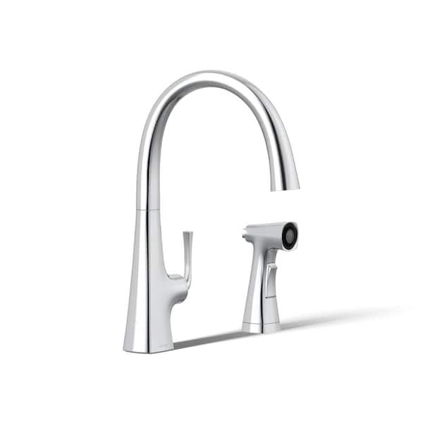 Graze Single Handle Standard Kitchen Faucet with Swing Spout and Sidespray in Polished Chrome