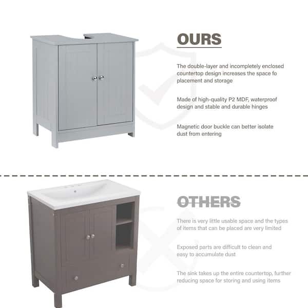 mDesign Under Sink Storage – Plastic and Metal Bathroom Caddy – Portable  Cosmetics Storage Organiser – Charcoal Grey/Matte Satin – BigaMart