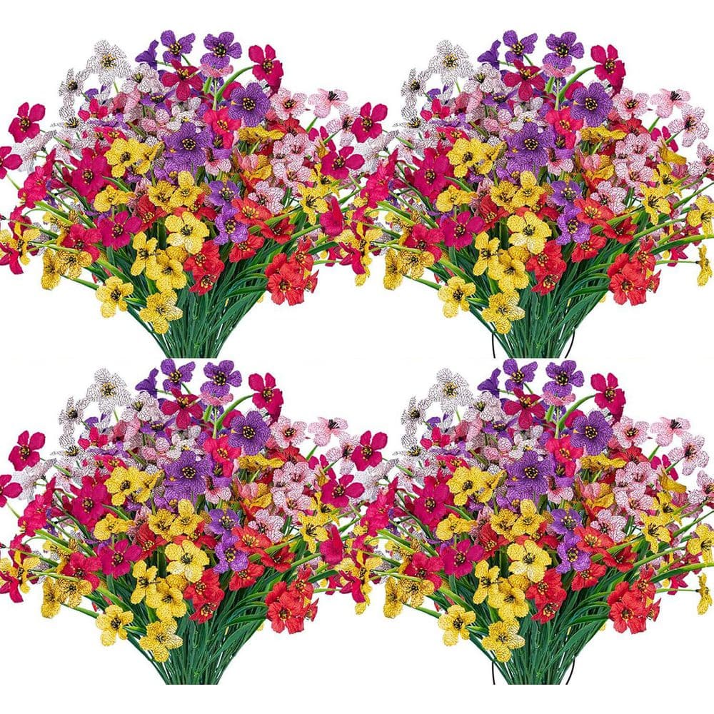 14 in. Multi-Colored Indoor/Outdoor 24 Pieces Artificial Orchid Flowers (6 