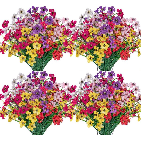 Unbranded 14 in. Multi-Colored Indoor/Outdoor 24 Pieces Artificial Orchid Flowers (6 Color)