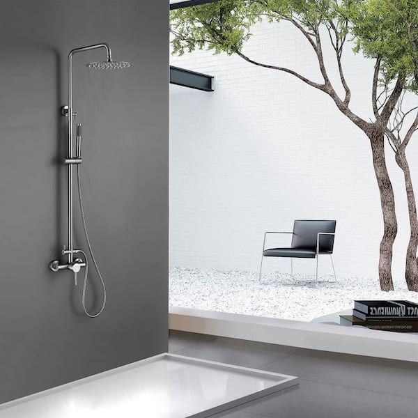 2-Spray Wall Bar Shower Kit with Hand Shower in Brushed Nickel