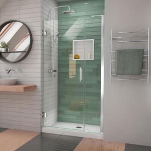 Unidoor-LS 42 in. to 43 in. W x 72 in. H Frameless Hinged Shower Door in Chrome