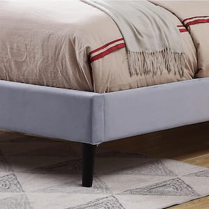 Jukes Light Gray Twin Flannelette Upholstered Bed