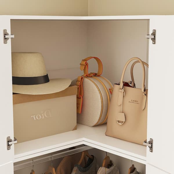 FUFU&GAGA White Wooden 35.4 in. W x 19.8 in. D x 94.5 in. H