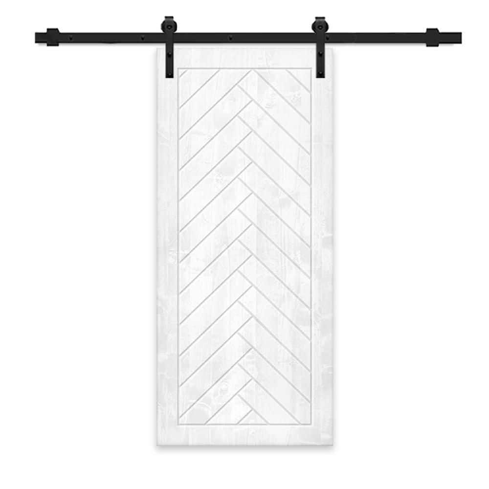 36 in. x 84 in. White Stained Pine Wood Modern Interior Sliding Barn Door with Hardware Kit price history on PriceWatchPro
