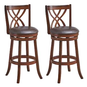 43.5 in. Wood Swivel Bar Stools Bar Height Dining Pub Chairs with Rubber Wood Legs Set of 2