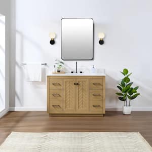 Charlotte 49 in. W x 22 in. D x 34.2 in. H Single Freestanding Bathroom Vanity in Nature Oak with Engineered Stone