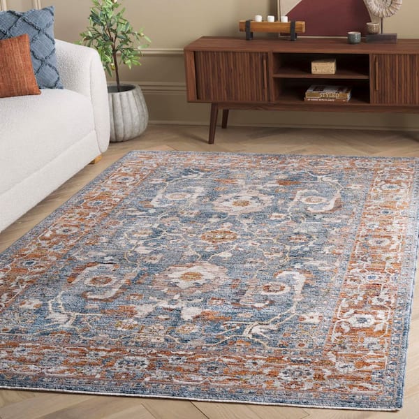 Heirloom 8 ft. x 10 ft. Gray/Blue Rust Distressed Ornate Area Rug
