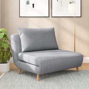 Light Gray Fabric Tri-Fold Sleeper Side Chair Convertible