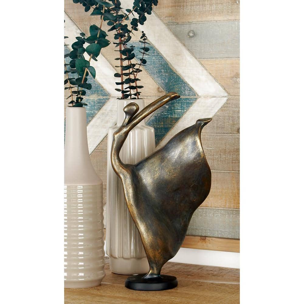 13" Brass Polystone Dancer Sculpture with Metallic Gold Finish