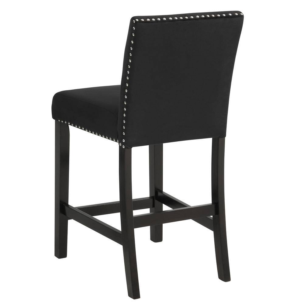 Celeste 39.5" Black Velvet Upholstered Counter Chair with Silver Nailhead Trim