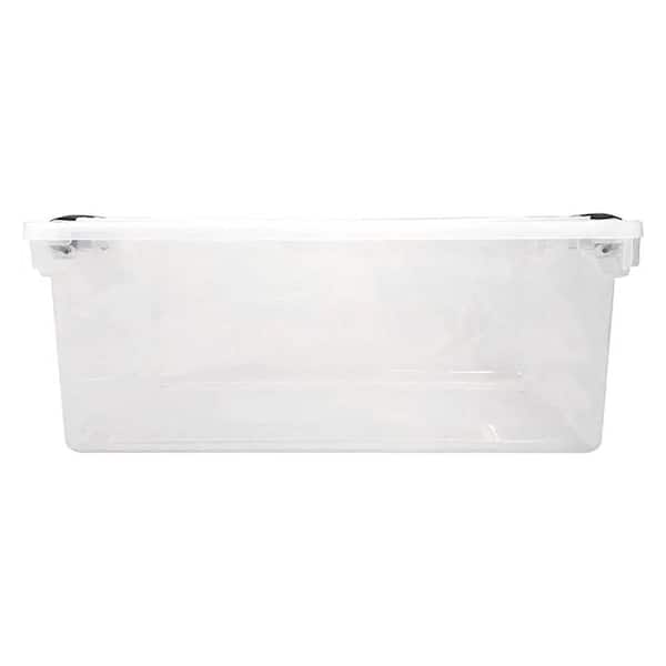 HOMZ 64 qt. Secure Latching Large Plastic Storage Bin with Gray Lid in  Clear (4-Pack) 2 x 3364CLGRTSDC.02 - The Home Depot