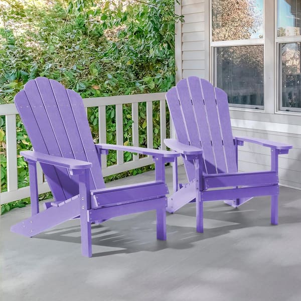 JOYESERY Purple HIPS Plastic Weather Resistant Adirondack Chair for Outdoors (2-Pack)