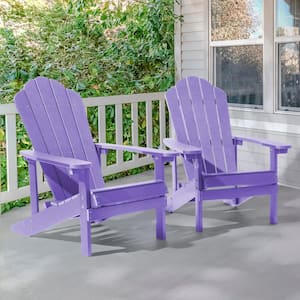 Purple HIPS Plastic Weather Resistant Adirondack Chair for Outdoors (2-Pack)