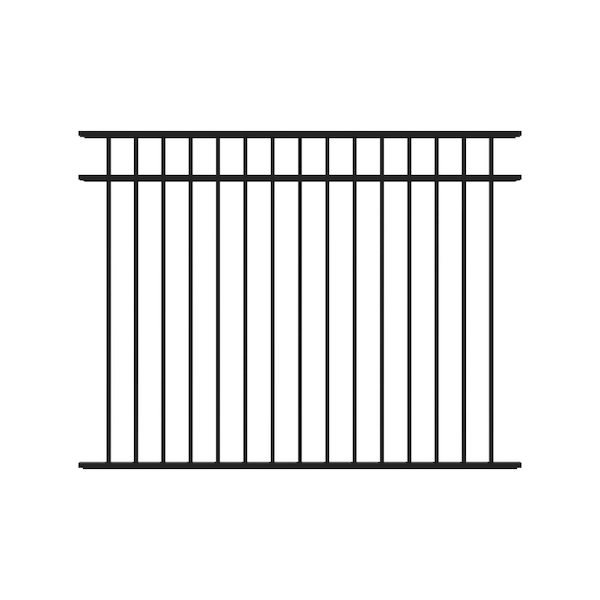 FORTRESS Athens 4.5-ft H x 6-ft W Gloss Black Aluminum Flat Top and Bottom Fence Panel for Pool Application