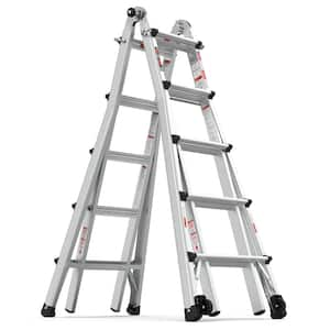 15 ft. Reach Hight Aluminum Multi-Position Ladder with Wheels, 300 lbs Weight Rating,