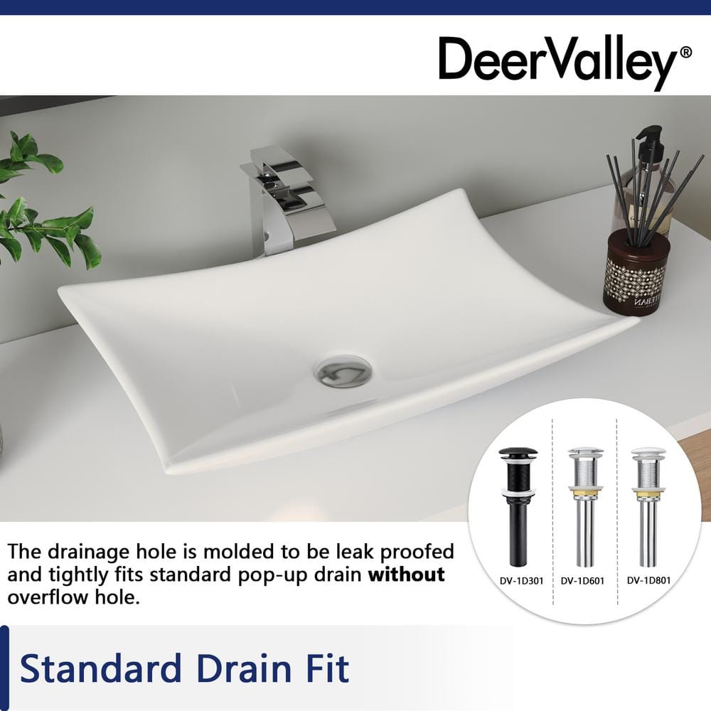 Prism White Ceramic Rectangular Above-Counter Vessel Sink