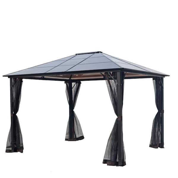 Tunearary 12 ft. x 10 ft. Hardtop Galvanized Outdoor Patio Gazebo with