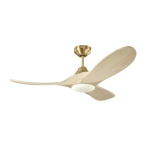 Maverick Smart 44 in. Indoor/Outdoor Burnished Brass Modern Downrod Mount Ceiling Fan with Light Kit and Remote Included