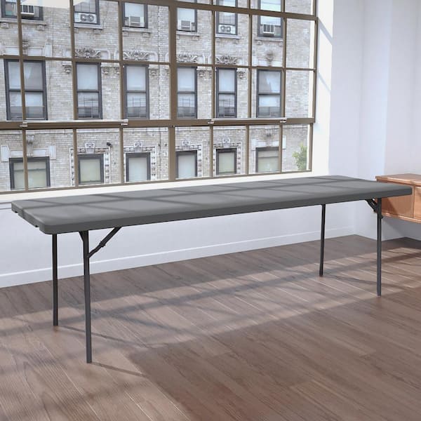 ZOWN 60528SGY1E Classic 8 ft. Commercial Blow Mold Folding Table, Gray - 1