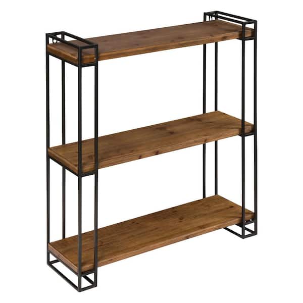 Kate and Laurel Lintz 7 in. x 26 in. x 31 in. Rustic Brown Metal Decorative Wall Shelf