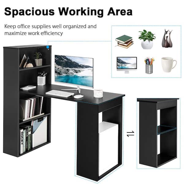 Costway 48 in. Rectangular Black Wood Computer Desk Writing