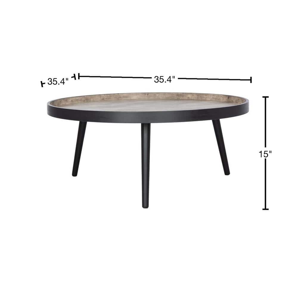 Luxurious 35" Light Grey Round Wood Coffee Table with Tray Top