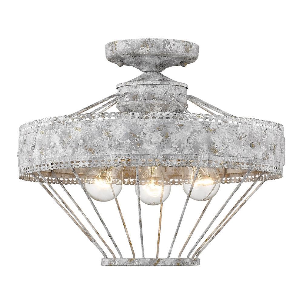 Golden Lighting Ferris Semi Flush Ceiling Light Oyster 7856 SF Oy