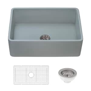 Reversible Farmhouse Apron-Front Fireclay 33 in. x 20 in. Single Bowl Kitchen Sink in Horizon Gray