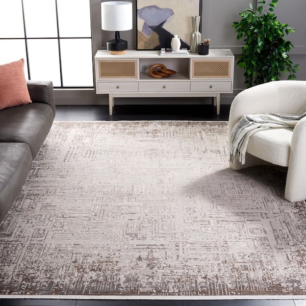 Diamond 9 ft. x 12 ft. Beige/Gray Brown Distressed Marle Area Rug