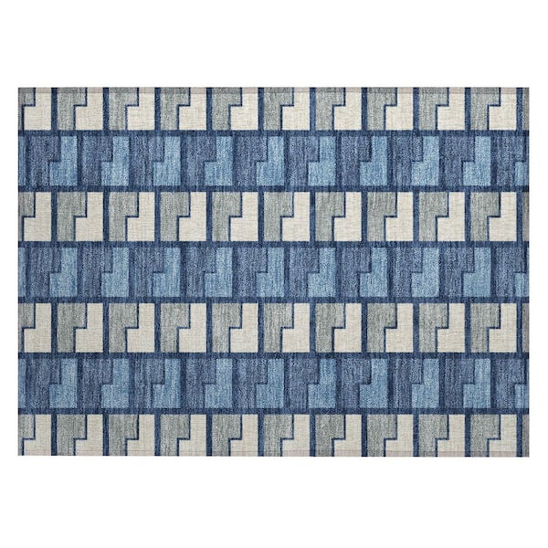Chantille Machine Washable Indoor/Outdoor Abstract ACN2417 Navy 2 ft. x 3 ft. Accent Rug