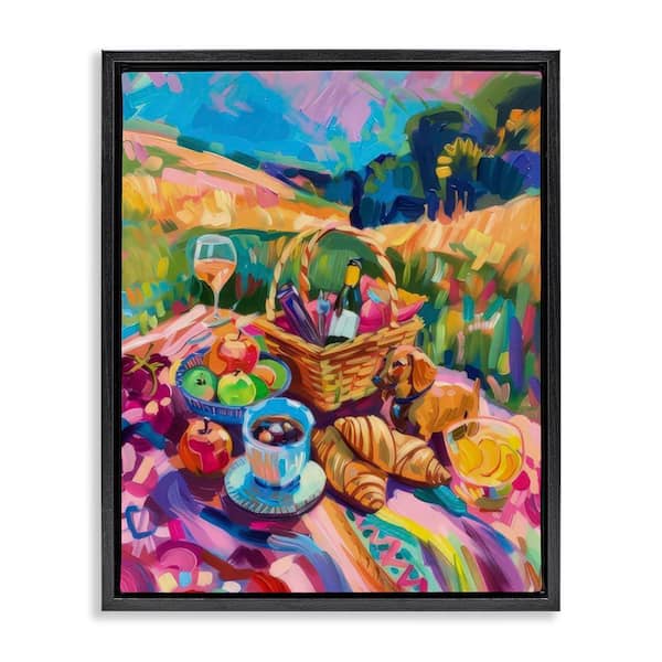 Stupell Industries Bright Impressionist Picnic by LSR Design Studio Black Floater Frame Food Graphic Art Print 21 in. x 17 in.