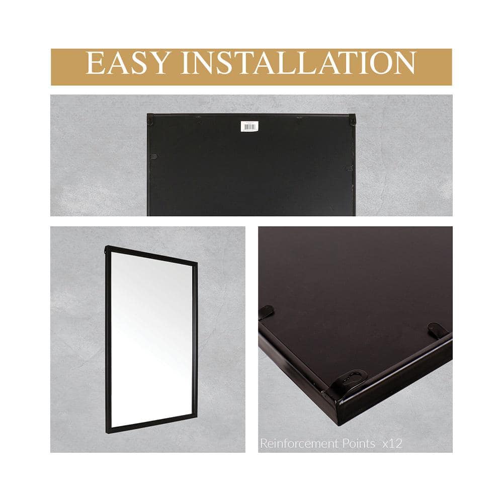Black Metal Framed Full Length Rectangular Wall Mirror