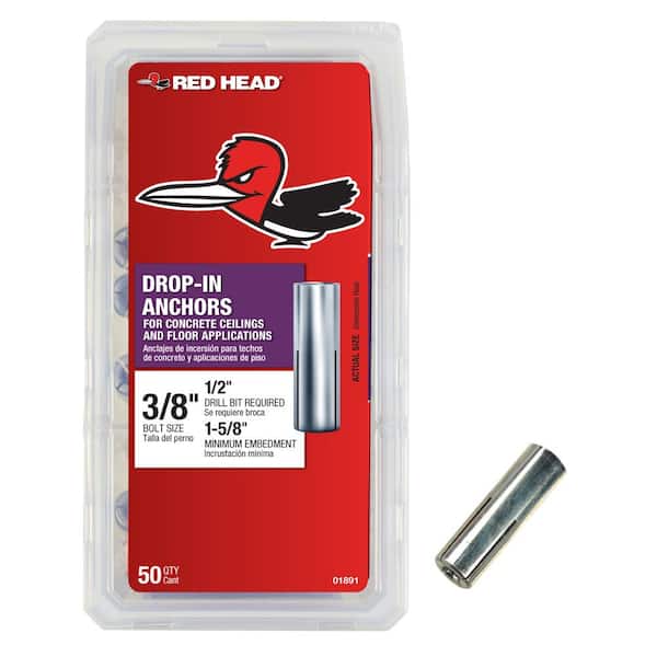 Red Head 3/8 in. x 1-5/8 in. Steel Drop-In Anchors (50-Pack)