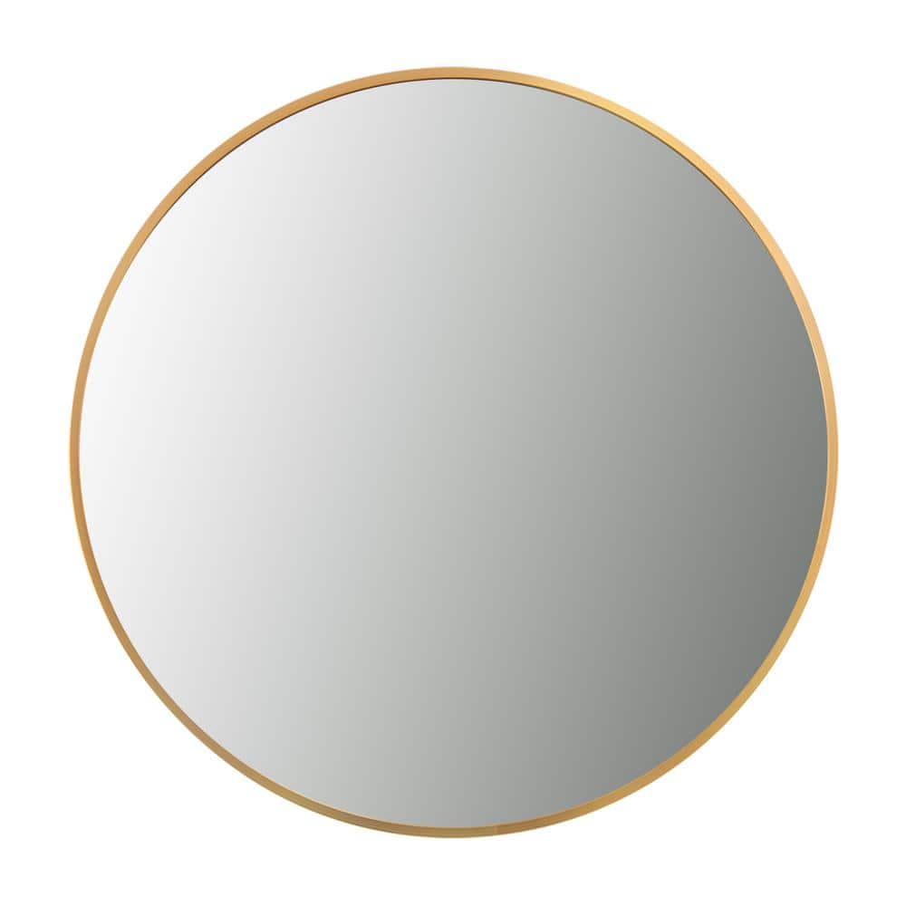 24 in. W x 24 in. H Round Metal Framed Wall Bathroom Vanity Mirror in Gold