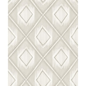 Ikat Texture Beige & White Textile Non-Pasted Wet Removable Wallpaper Roll (Cover 56.00 sq. ft.)