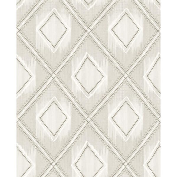 CASA MIA Ikat Texture Beige & White Textile Non-Pasted Wet Removable Wallpaper Roll (Cover 56.00 sq. ft.)