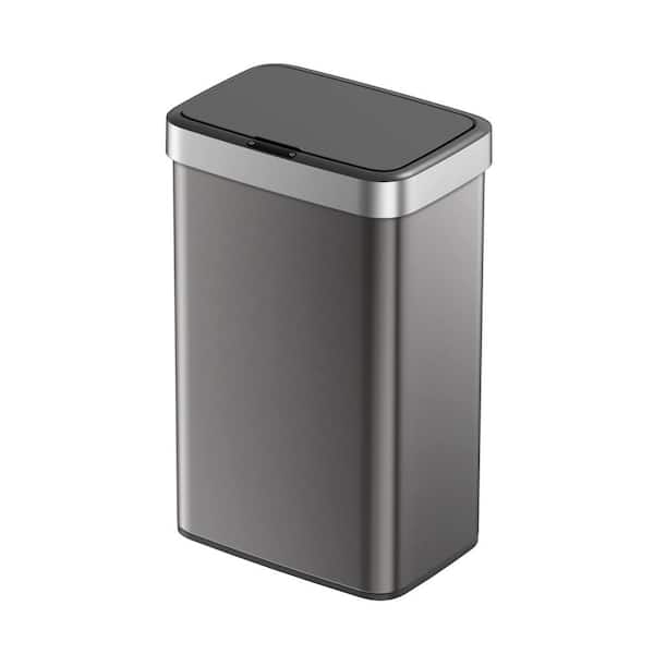 13 Gal Gunmetal Stainless Steel Motion Sensor Trash Can with Lid