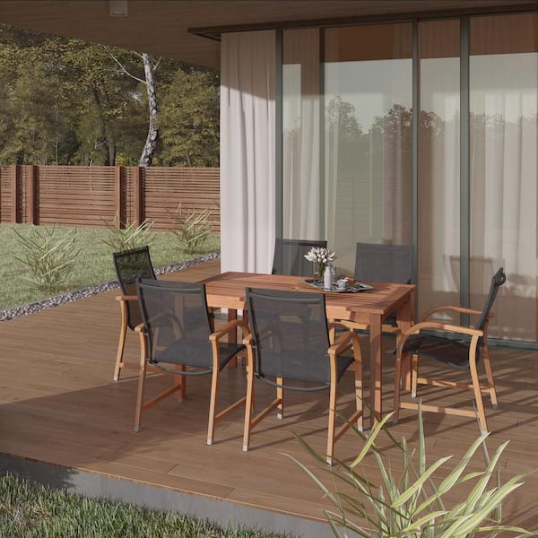 Amazonia Bahamas Eucalyptus Wood 7-Piece Rectangular Patio Dining Set