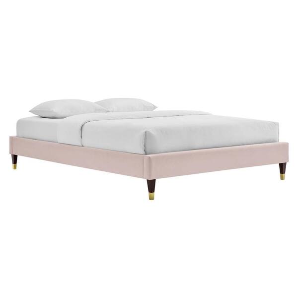 MODWAY Harlow Pink Velvet King Performance Platform Bed Frame