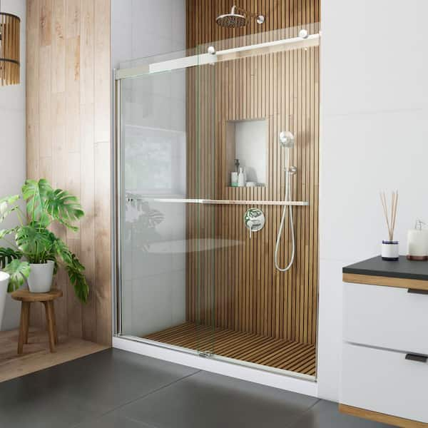 Sapphire 56 in. to 60 in. W x 76 in. H Semi-Frameless Bypass Shower Door in Chrome with Clear Glass