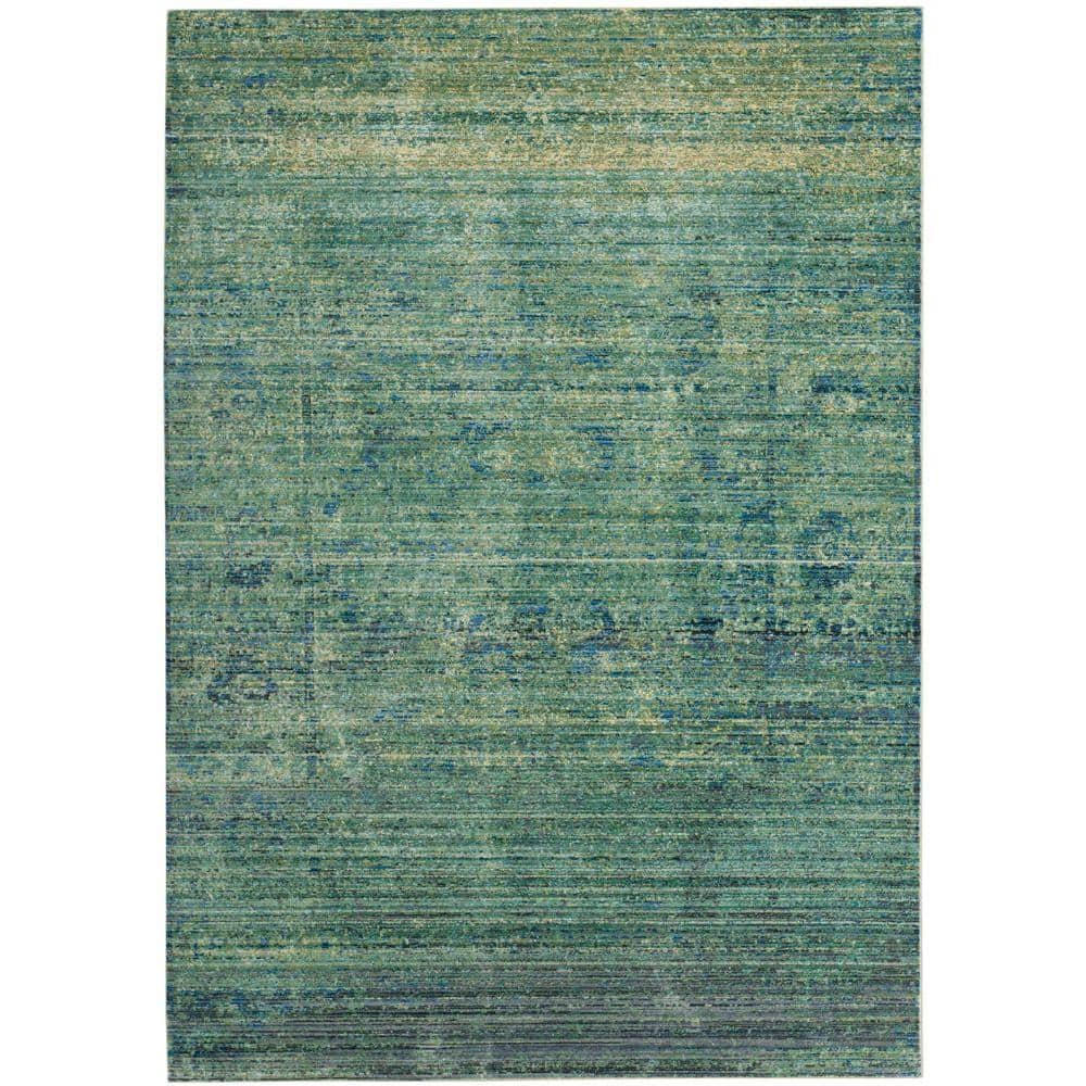 Lush Green Abstract 4' x 6' Hand-Knotted Wool Blend Area Rug