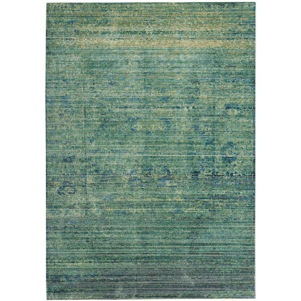 Mystique Green/Multi 4 ft. x 6 ft. Border Area Rug