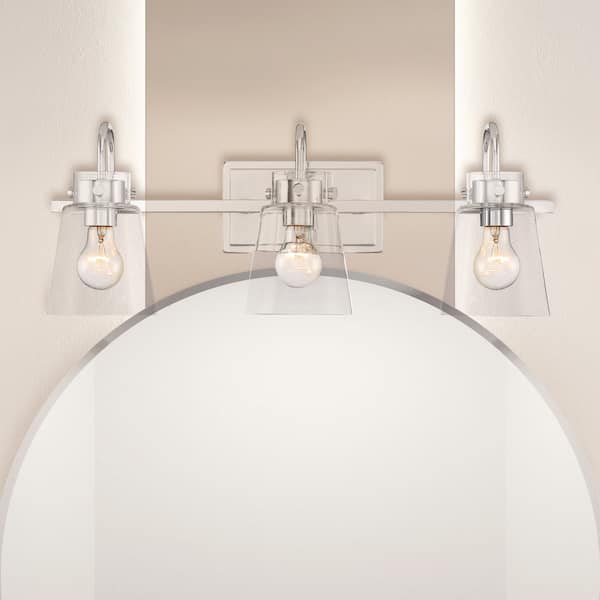 Inwood 24 in. 3-Light Chrome Modern Vanity Light with Clear Glass Shades