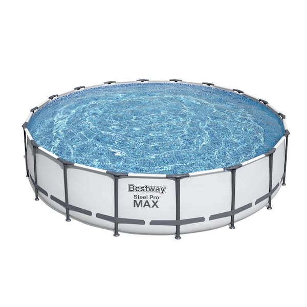 Bestway Pro MAX 18 ft. x 18 ft. Round 48 in. Deep Metal Frame Above Ground Swimming Pool with Pump & Cover